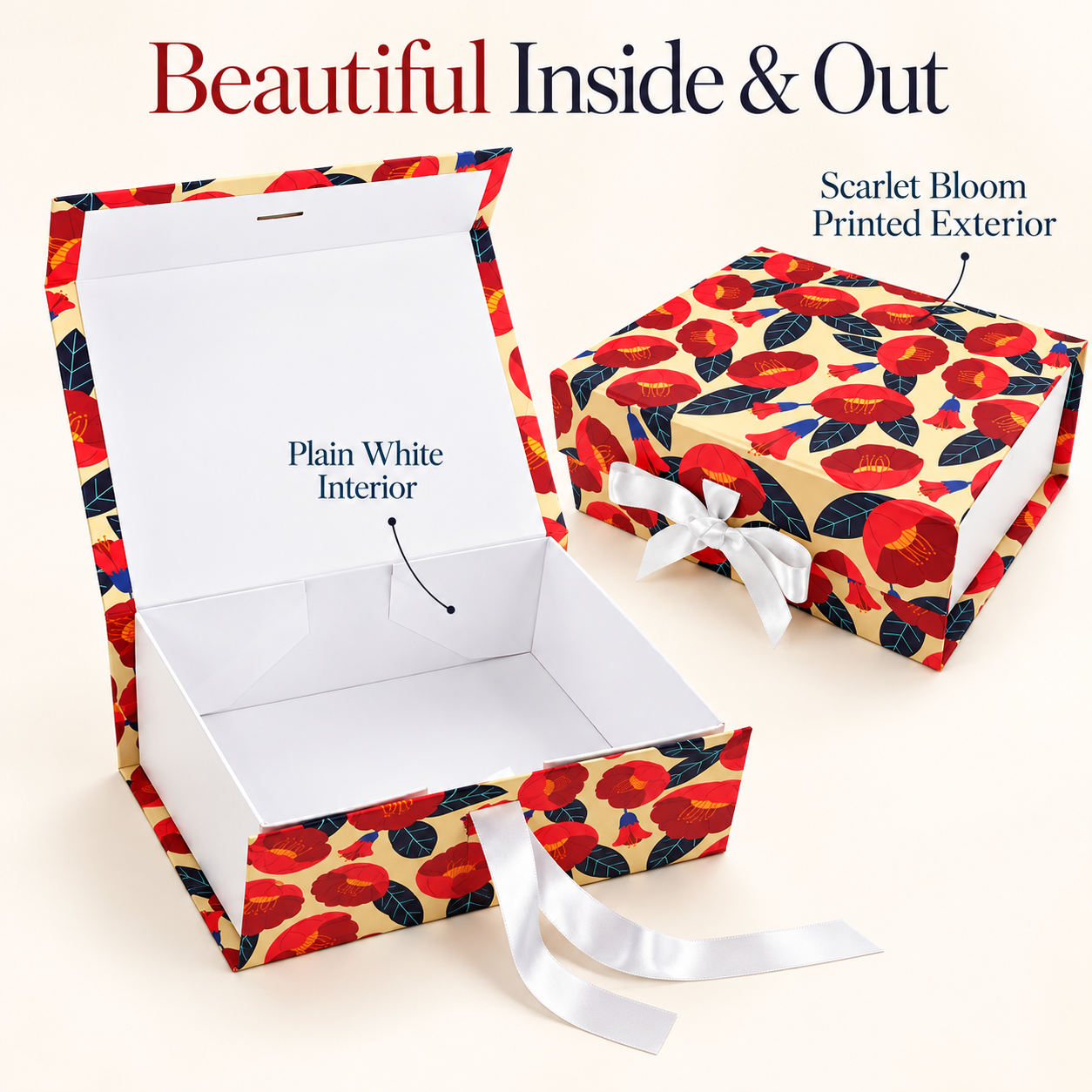 Scarlet Bloom Non-Magnetic Collapsible Rigid Gift Box 10×8×4 Inch – PSR48