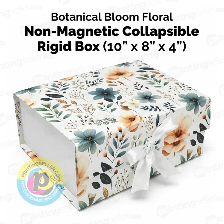 Botanical Bloom Floral Non-Magnetic Collapsible Rigid Box 10×8×4 Inch ...