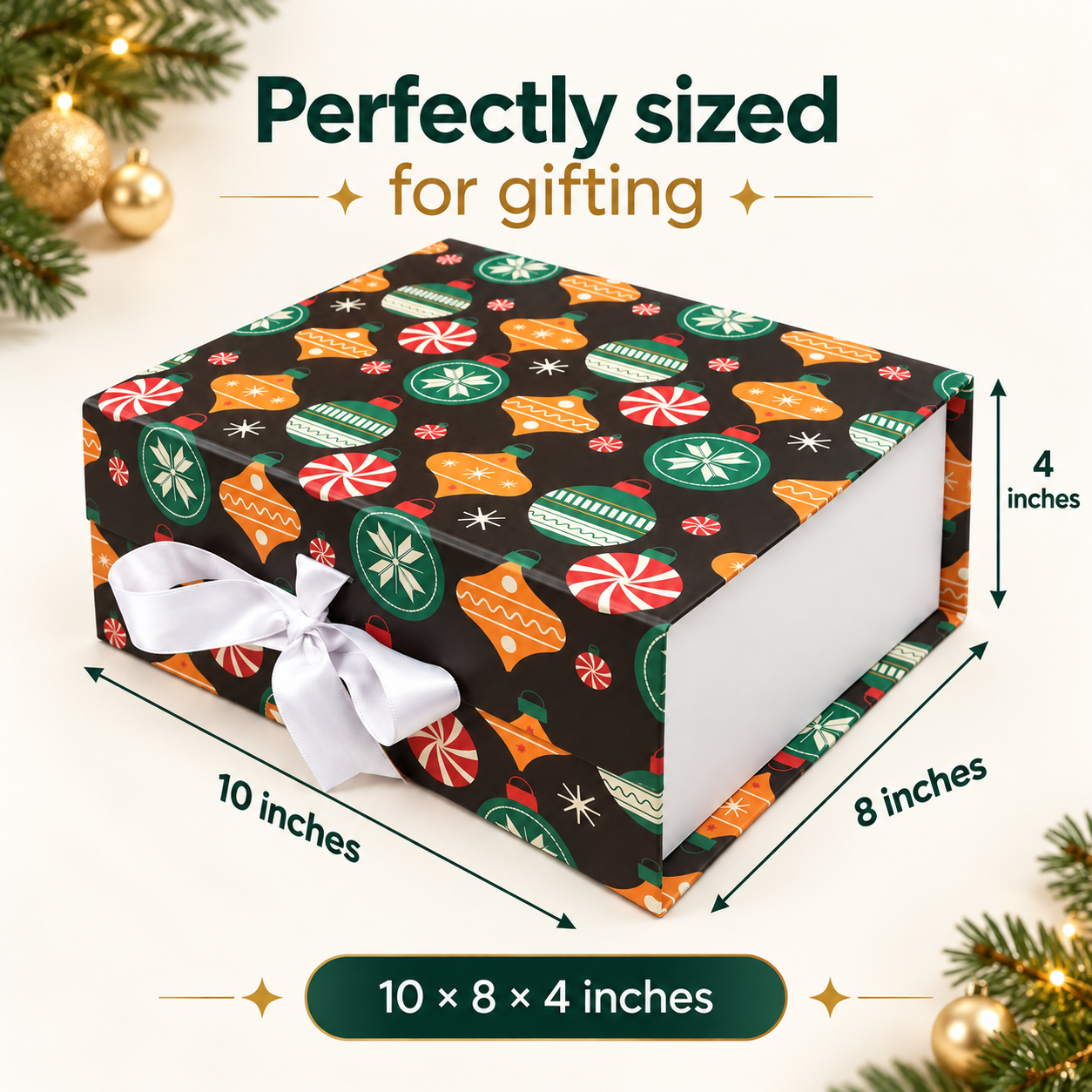 Christmas Pattern Non-Magnetic Collapsible Rigid Gift Box PSR49