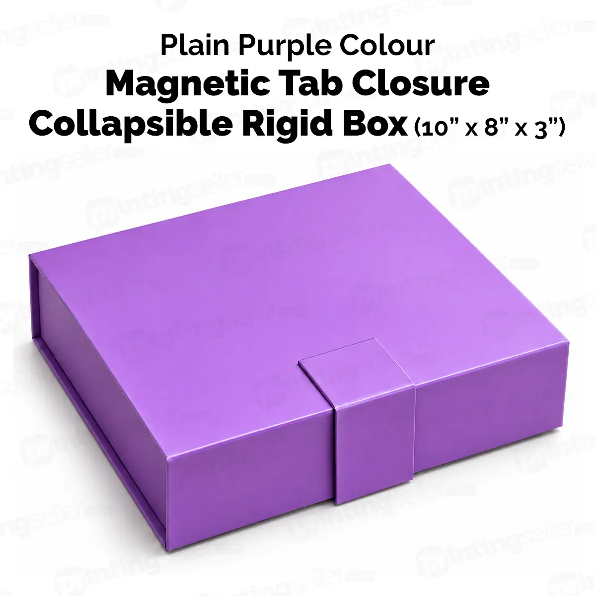 Plain Purple Magnetic Tab Closure Collapsible Rigid Box 10×8×3 Inch – PRS43