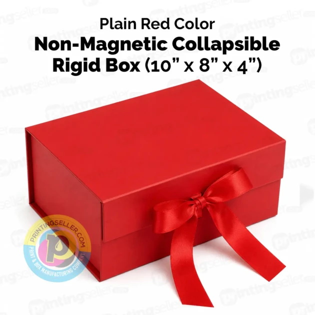 Plain Red Color Collapsible Rigid Box - PRS36