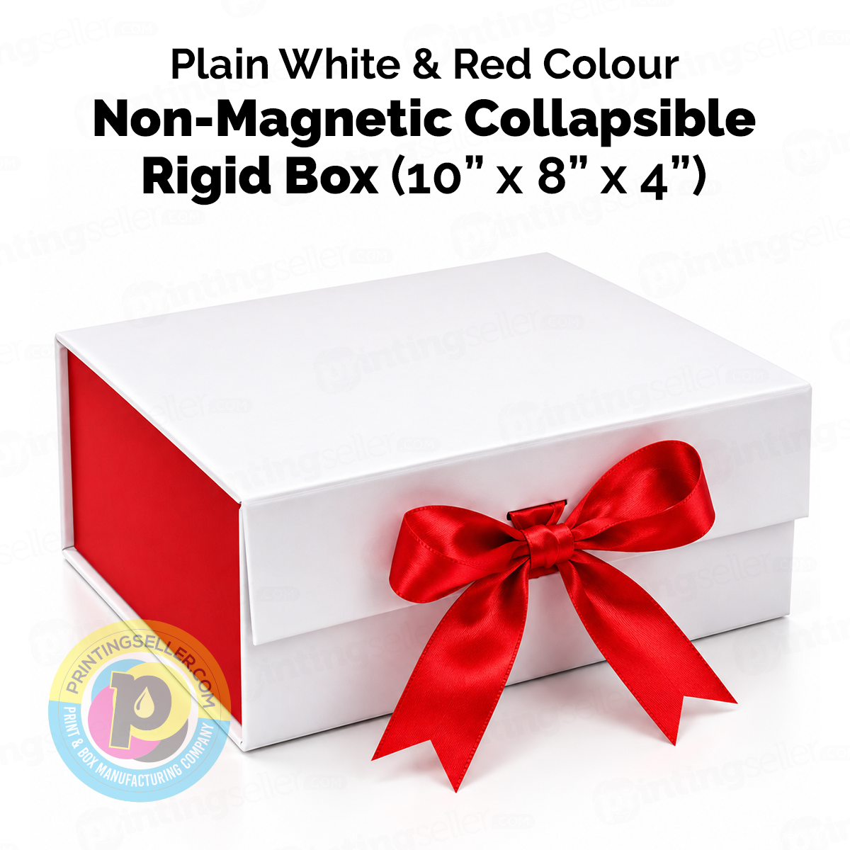 Plain White & Red Colour Collapsible Rigid Box - PRS39