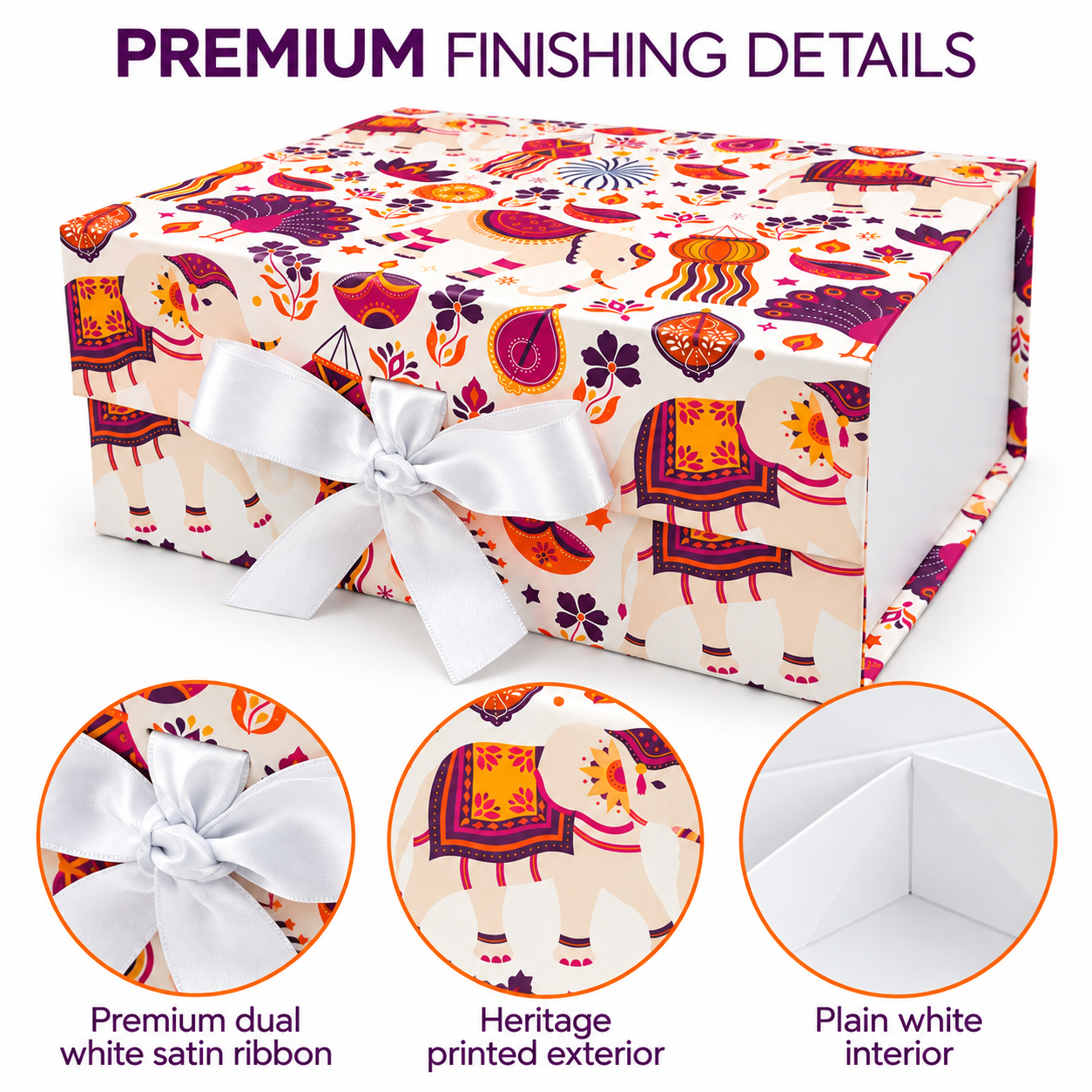 Heritage Diwali Non-Magnetic Collapsible Rigid Gift Box 10×8×4 Inch – PRS45 - Image 4