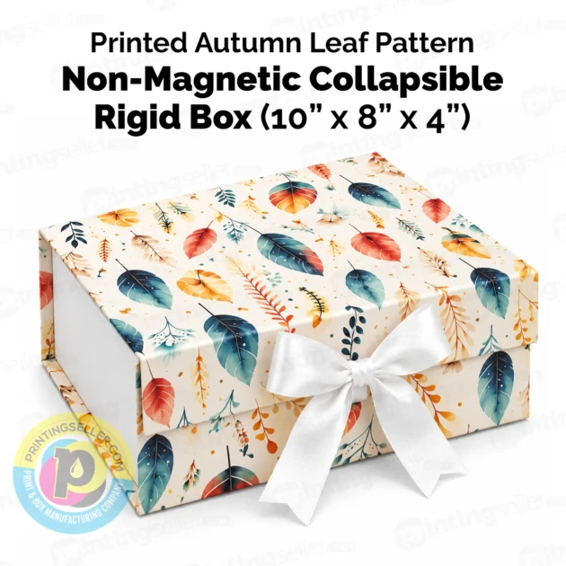 Printed Autumn Leaf Pattern Collapsible Rigid Box - PRS40