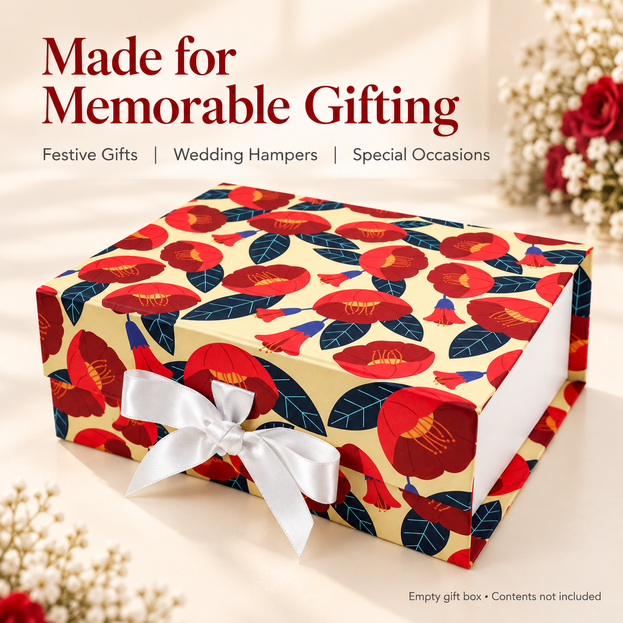 Scarlet Bloom Non-Magnetic Collapsible Rigid Gift Box 10×8×4 Inch – PSR48